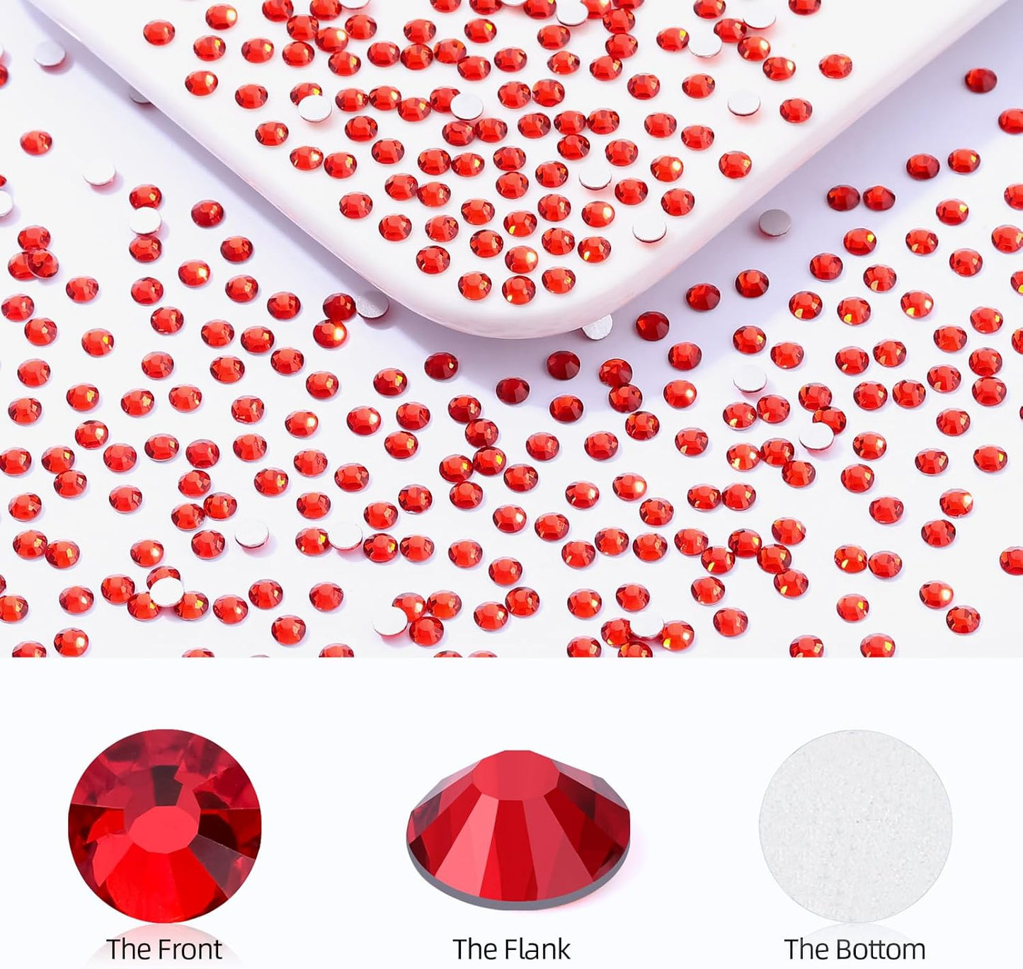 Light Siam Flatback Rhinestones, Glass Rhinestones for Nail Art and Craft, Glue Fix, Loose Crystal Gemstones(Red, SS4, 1440pcs, 1.5-1.7mm)