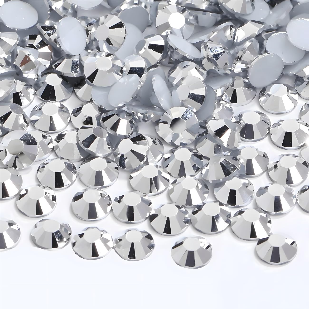 Flatback Rhinestones Round Gems for Nails Art and Crafts 2000Pcs SS16 4mm Glitter Crystals Stone DIY Bags Clothes Shoes (Silver)