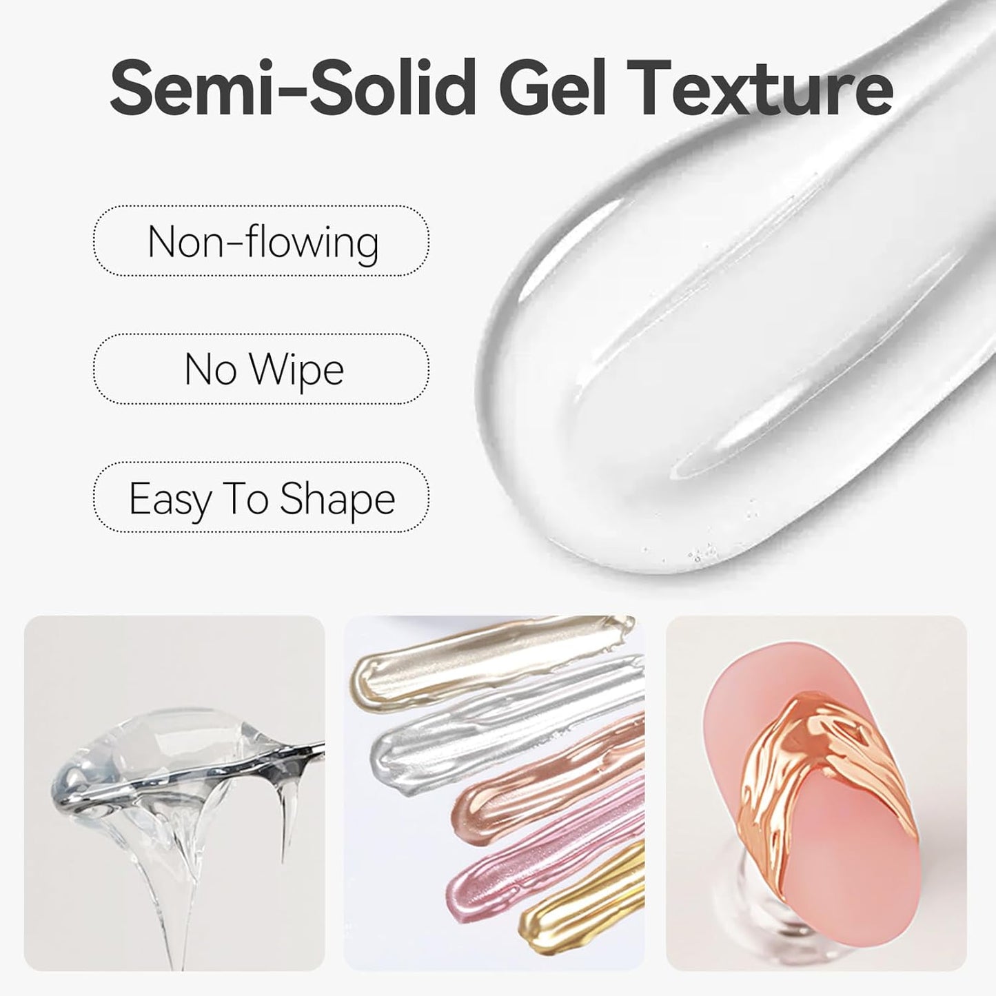 BORN PRETTY 3D Sculpting Gel for Nail Art,No Wipe Semi-solid Modeling Gel for Rubbing Chrome Nail Powder, Sticking Rhinestones and Nail Stamping