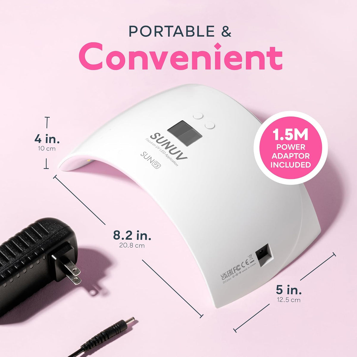 SUNUV UV Light for Nails, Dryer for Gel Polish with Sensor 2 Timers and Display SUN9X Plus UV Nail Lamp Pink
