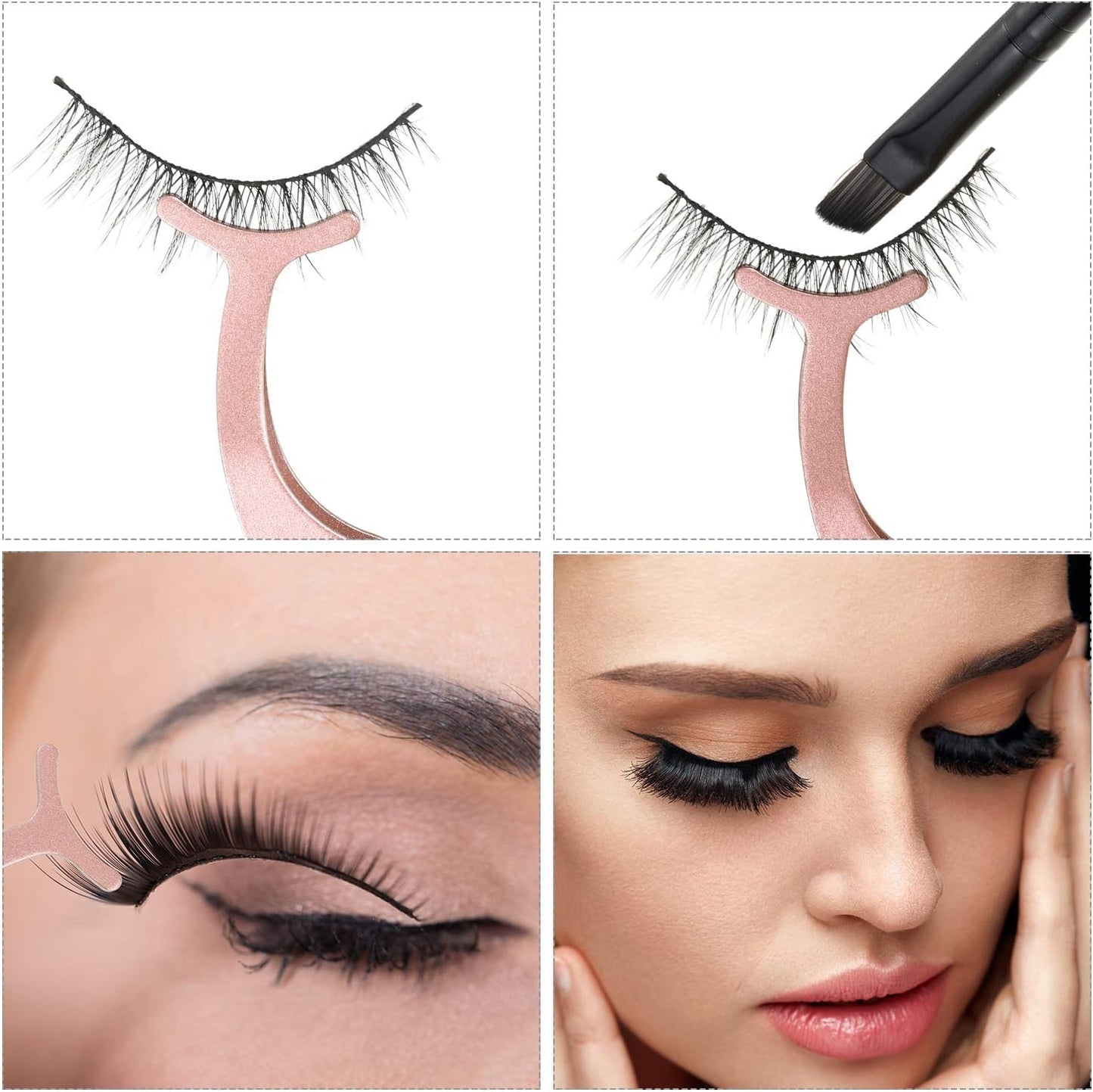 24 Pieces False Eyelashes Applicator Tool Stainless Steel Eyelash Extension Tweezers Remover Clip Tweezers Nipper Eyelash Auxiliary Clip for Women Makeup Application and Removal