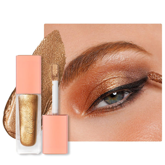 Oulac Liquid Glitter Eyeshadow - Metallic Golden Liquid Eyeliner Shimmer Eye - Non-Creasing, Lightweight, Moisturizing Formula - Easy to Remove - Vegan & Cruelty-Free (32)