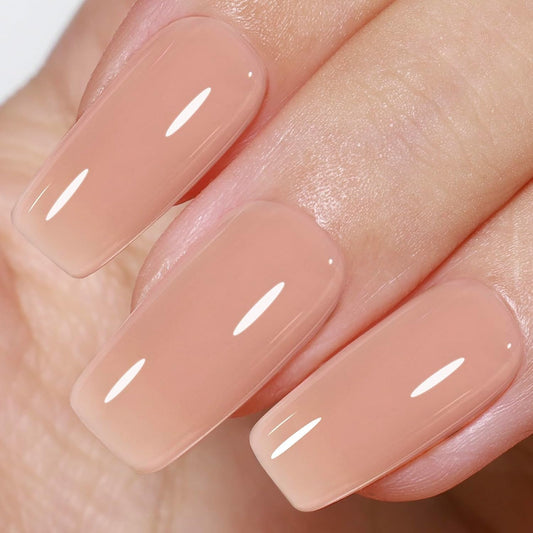Beetles Nude Gel Nail Polish - 15ml Neutral Brown Base Color Fall Gel Polish Nail Concealer Mocha Sheer Translucent Effect Soak Off UV LED French Nail Art Manicure Gift for Women