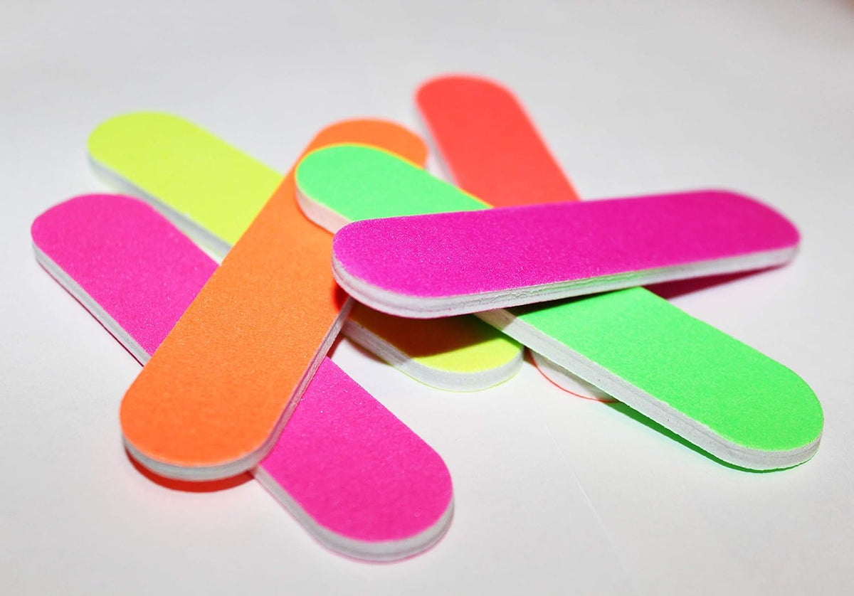 Colorful Neon Girly Mini Emery Board Nail Files (1 Dozen) ZMOI