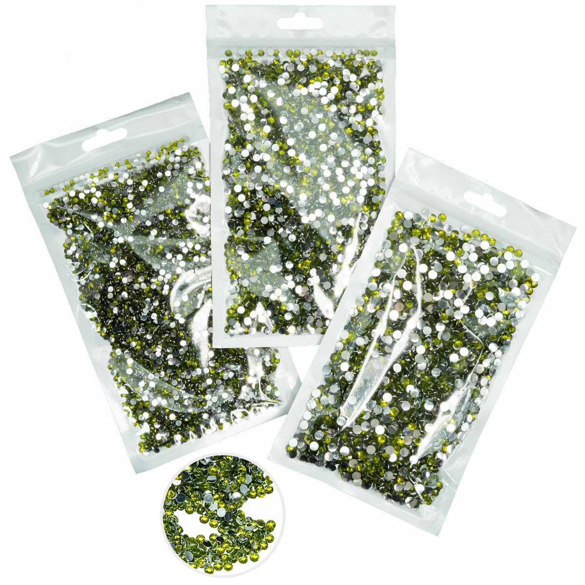 16000PCS Olive Green Crystal Resin Rhinestones for Crafting 3mm 4mm 5mm Grass Green Flatback Stones Non-Hotfix Diamonds Crystals Gems Charms for Nails Face Eyes Makeup Tumblers Mugs Bottles DIY Crafts