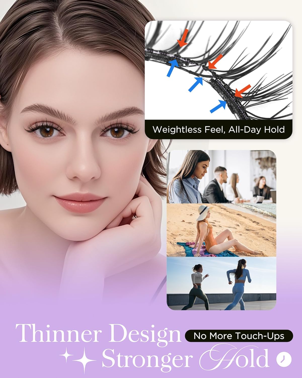 BEYELIAN Magnetic Eyelashes Natural Look Soft Magnetic Lashes with Applicator Reusable No Glue Needed False Eyelashes Easy to Wear and Remove (1 Pair,SME01)