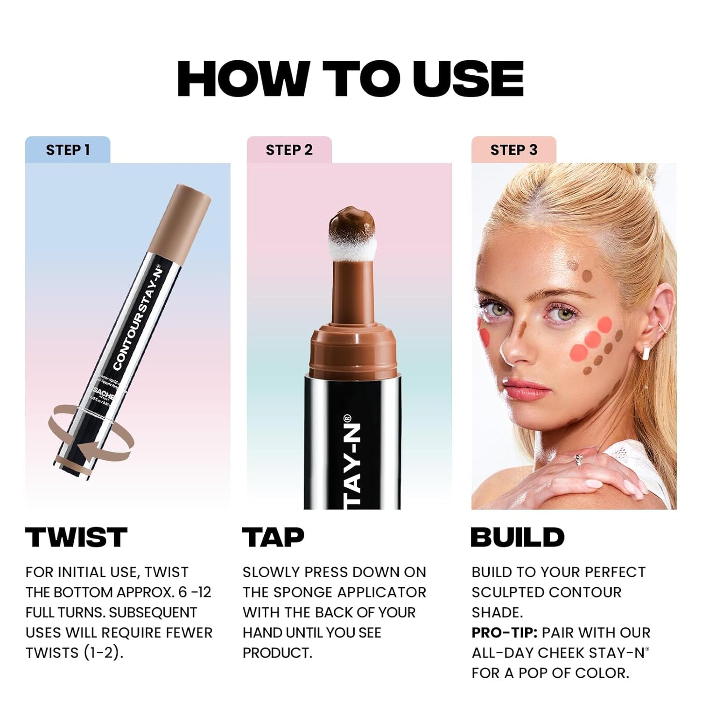 Sacheu Liquid Contour STAY-N Long Wear Cream Contour Makeup — Long Lasting, Blendable, & Lightweight Formula — Vegan & Cruelty-free, Giving Edge