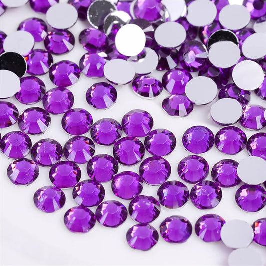 1500 Pieces SS16 4mm Flatback Rhinestones Clear Glass Round Gems Crystals for Nail Art DIY Crafts Clothes Shoes Bags （Purple）