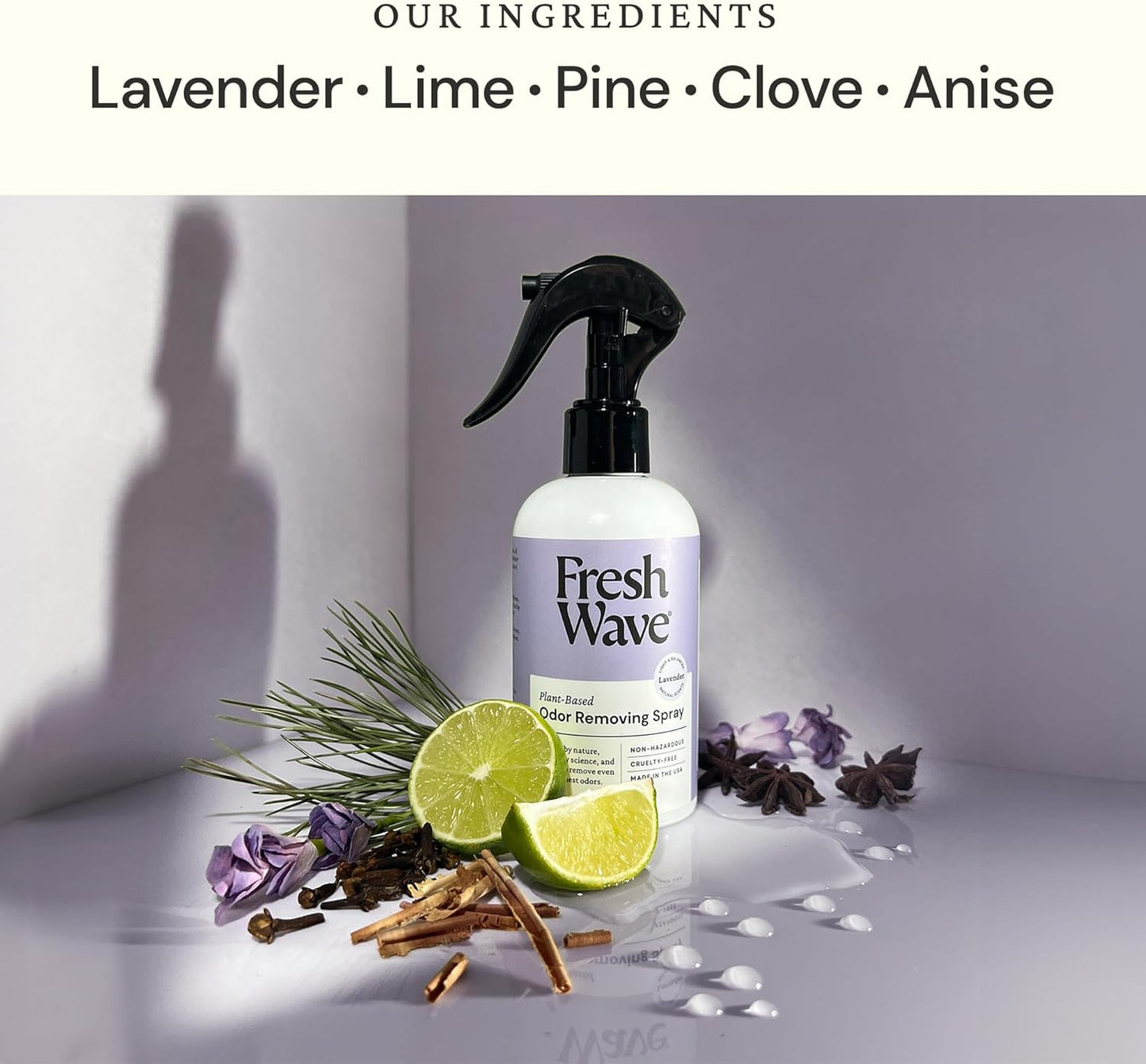 Fresh Wave Lavender Scent Odor Removing Spray, 8 fl. oz. | Pack of 2 | Odor Absorber for Home, Furniture, Fabrics & Trash | Safer Odor Relief