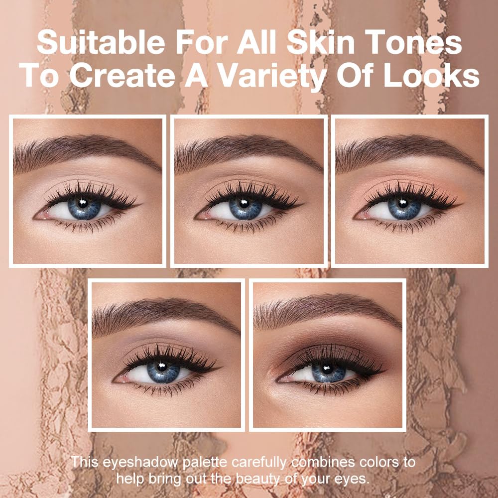 AMY'S DIARY Neutral Nude Brown Eyeshadow Palette Makeup, 5 Colors Cool-Toned Velvety Matte Finish, Nude Taupe Eye Shadows, for Brown Eyes Long Lasting Naturing-Looking (#01)