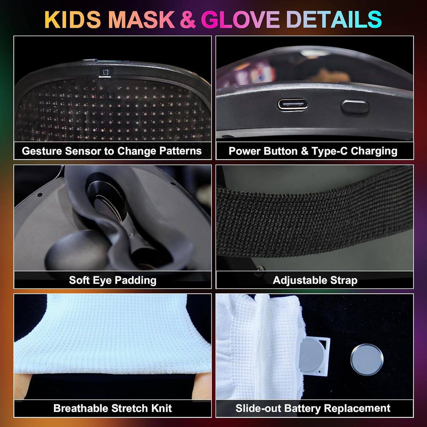 Led-Mask Gloves Halloween-Costumes For Kids Men Adult 2025, Light Up Gesture Cosplay Birthday Gifts For Boys 8+