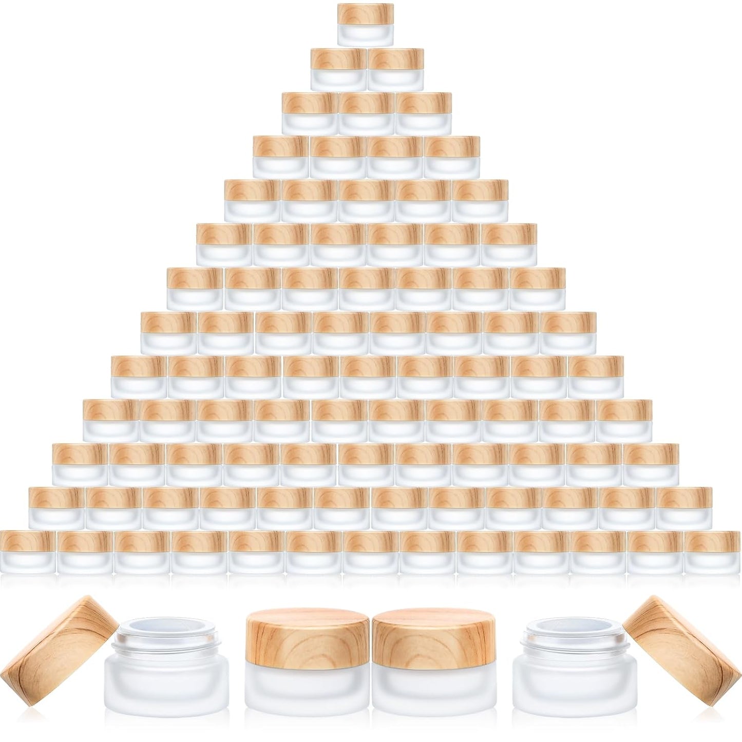 Geiserailie 100 Pieces Glass Cosmetic Containers Empty Sample Jars with Leak Proof Lids Makeup Sample Containers for Lotion Cream Cosmetic (5 Gram)