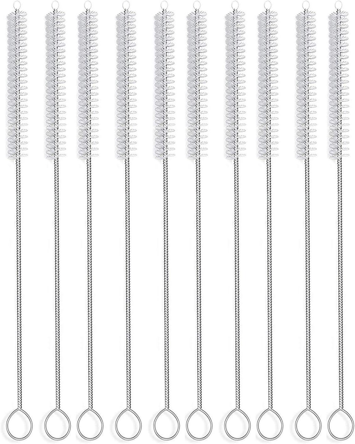 Long Straw Brush, Nylon Flexible,Reusable Pipe Tube Cleaner 12-ihch X 2/5-inch Set of 10