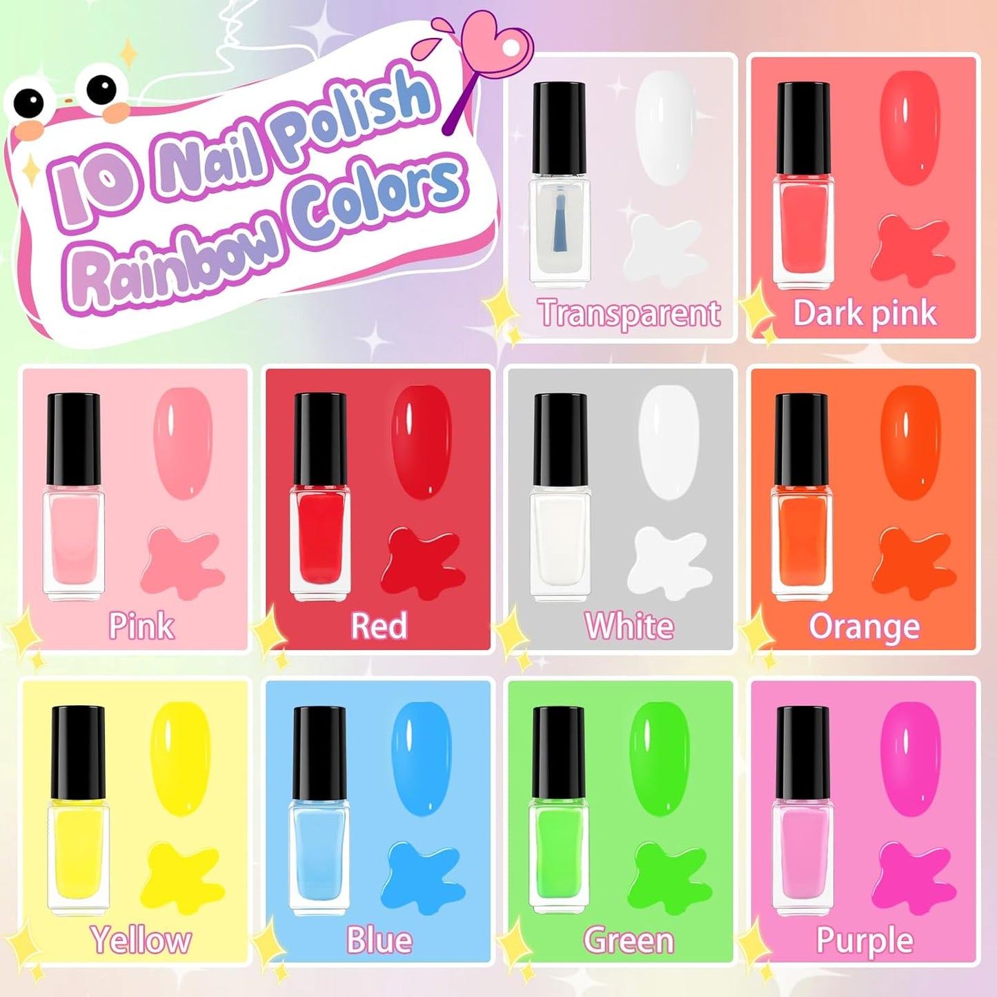 Kids Nail Polish Set for Girls, 28Pcs Nail Art Kit with Nail Dryer, Non-Toxic Peel-Off Water-Based Nail Polish Christmas Birthday Gifts Toddlers Kids Girls Toys Ages 3 4 5 6 7 8+