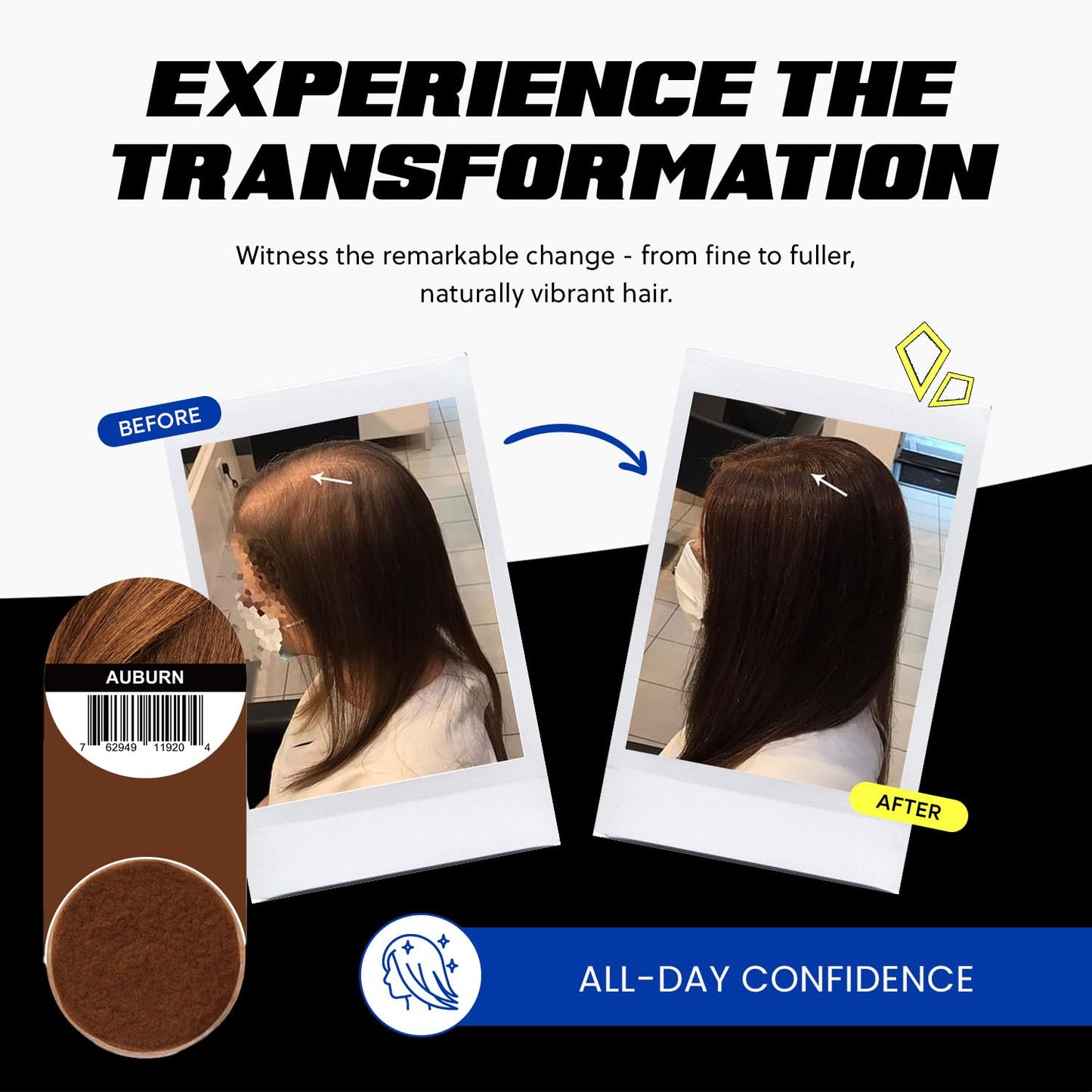 PrimeLook Hair Building Fibers, Luxurious Building Fibers for Thinning Hair, Superior Formula for Men & Women, Instant Volume, Matches Colors (27.5g, Auburn)