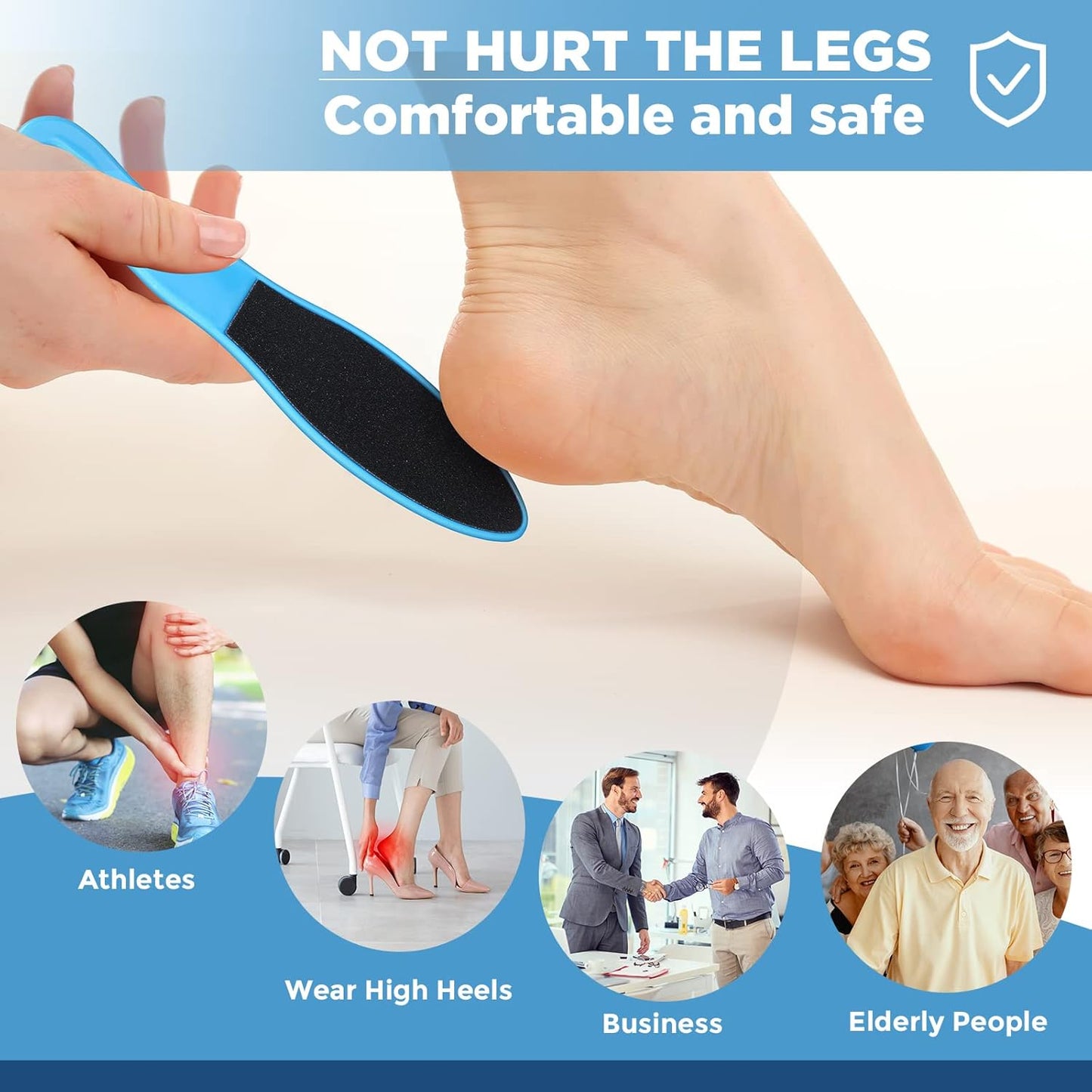 100 Pcs Pedicure Foot File Double Sided Callus Remover Sandpaper Foot Sander Scraper Scrubber with Plastic Handle Heel Rasp Tool for Feet Spa(Blue)