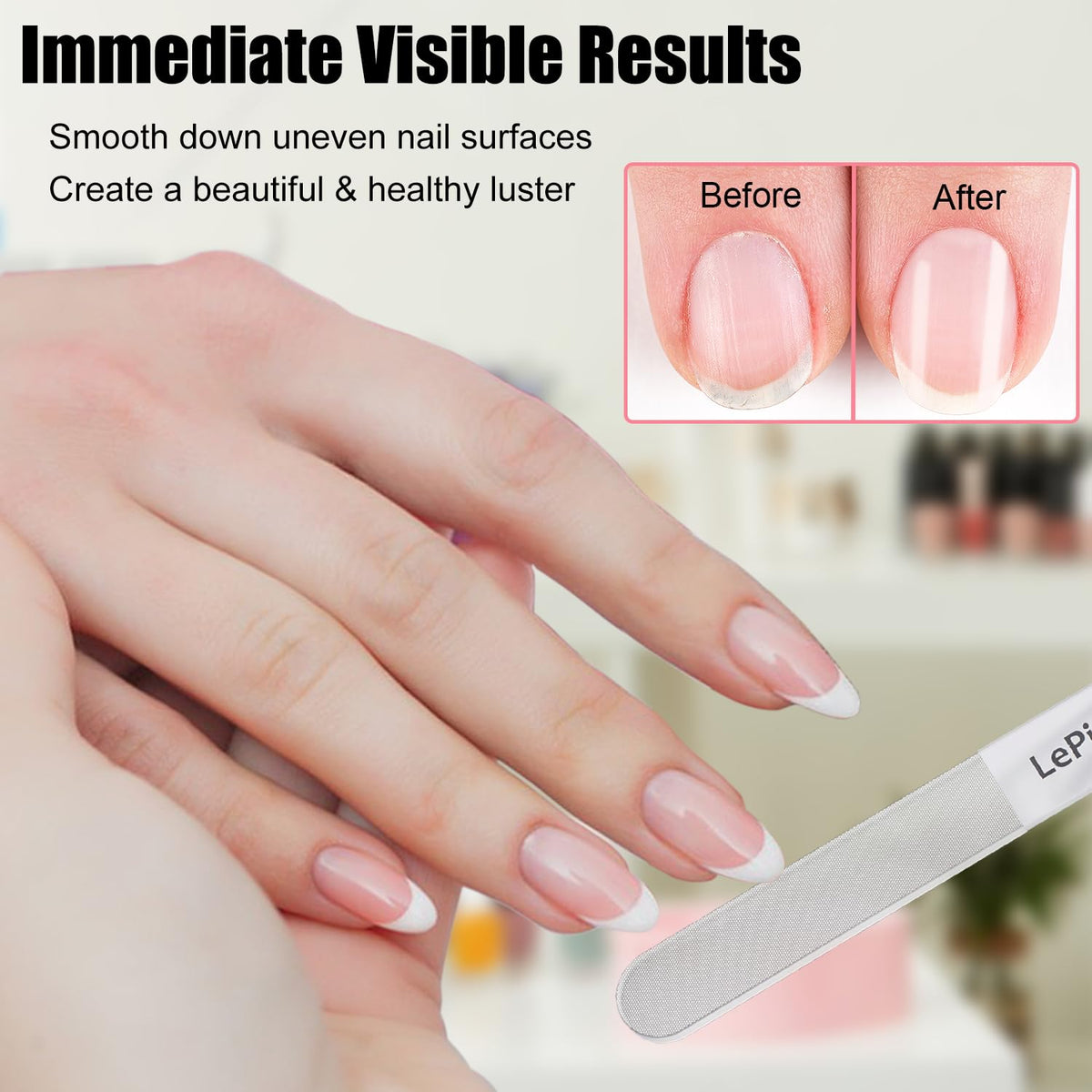 Nano Glass Nail Shiner Kit, Multi-Purpose Nail Buffer for Shaping Buffing and Polishing Natural Nails, Fine Crystal Nail Files Set, Professional Manicure Tools for Home and Salon Use, 2 Pack