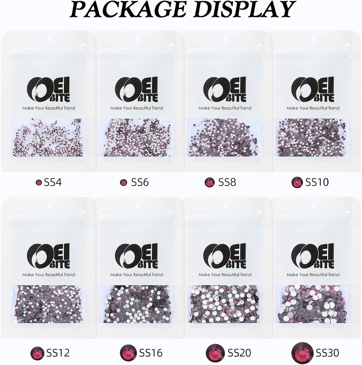 Purple Flatback Rhinestones, Glass Rhinestones for Nail Art and Craft, Glue Fix, Loose Crystal Gemstones(Purple, SS10, 1440pcs, 2.7-2.8mm)