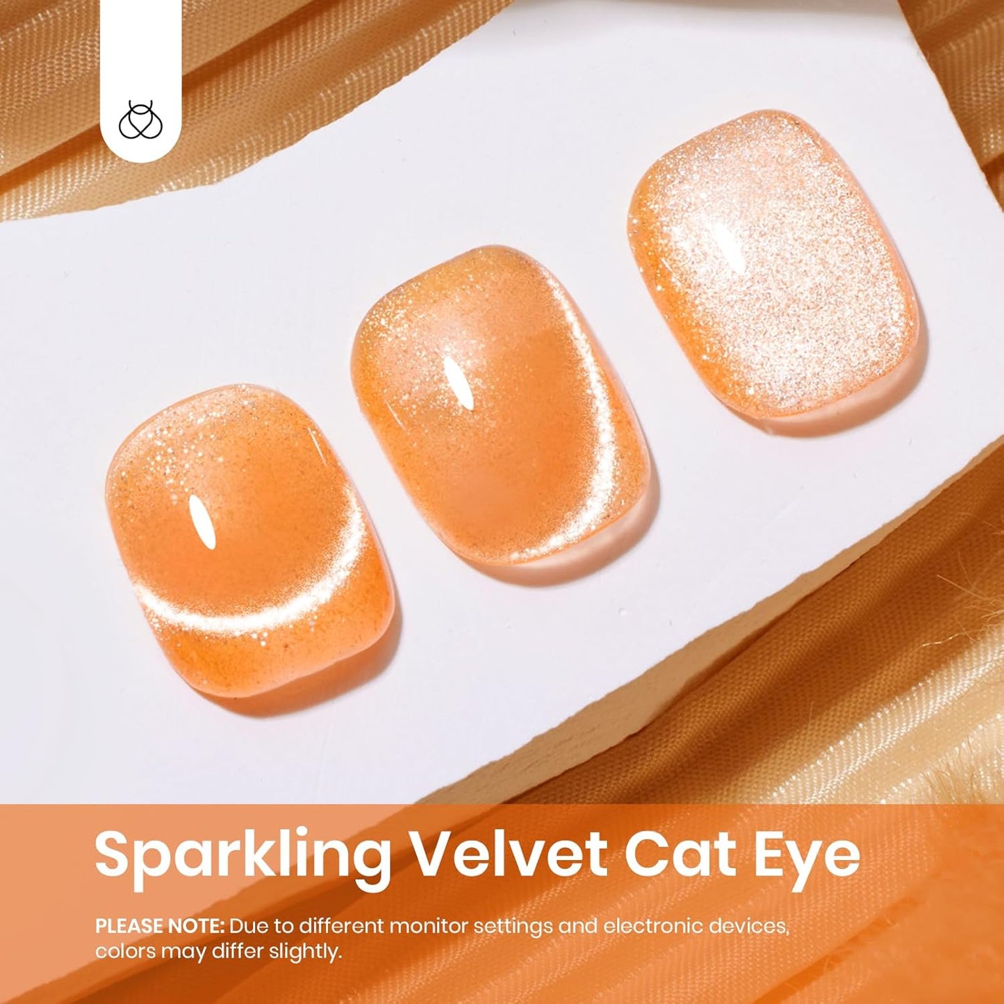Beetles Orange Cat Eye Gel Polish, 15ML Orange Cat Eye Glitter Gel Polish with Magnet Soak Off UV Shimmer Velvet Gel Twilight Glow Series French Nail Art Design Manicure Gifts for Women