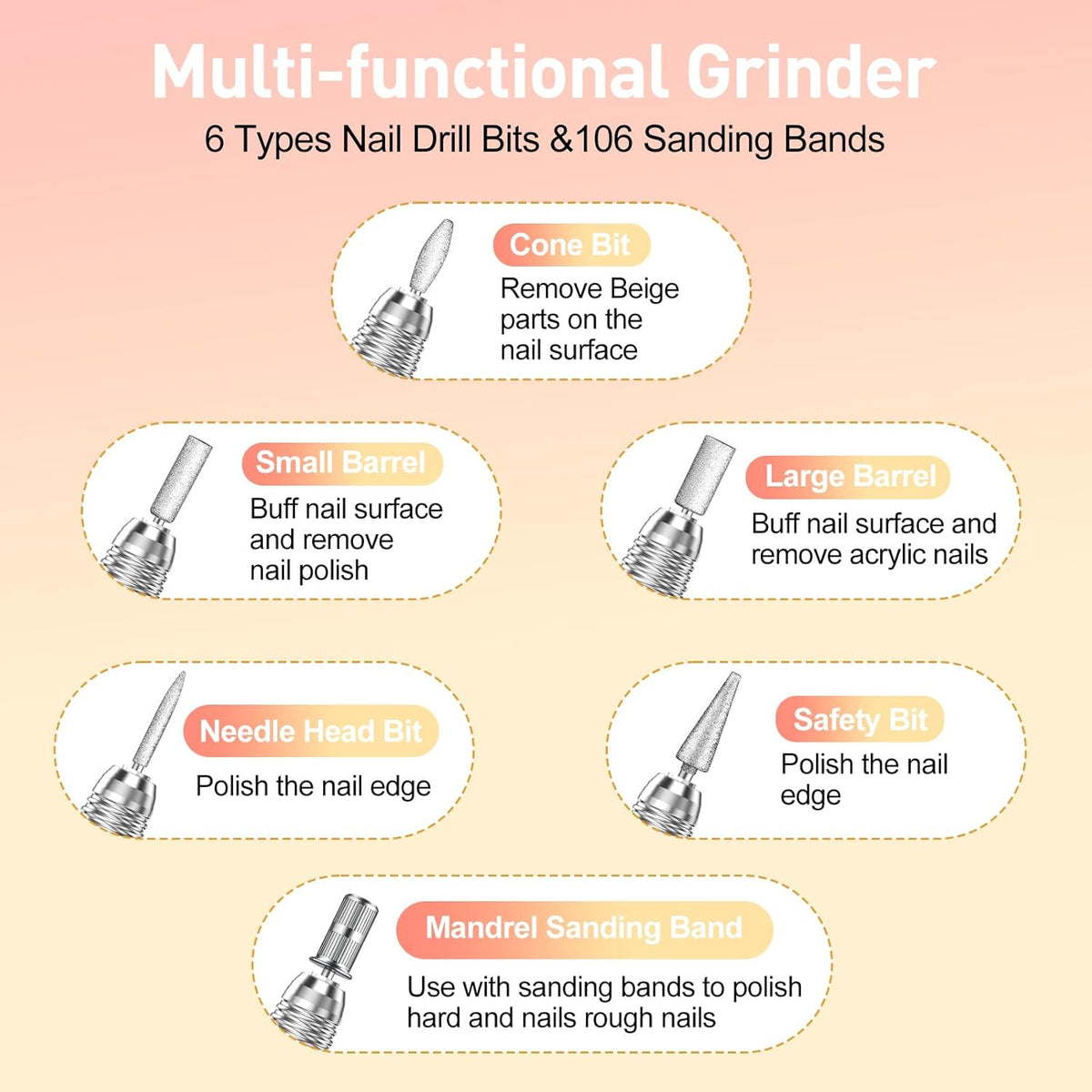 Jiasheng Electric Nail Drill, 30000rpm Professional Nail Drill Machine, Nail Drills for Acrylic Nails Professional Manicure Pedicure Kit for Woman