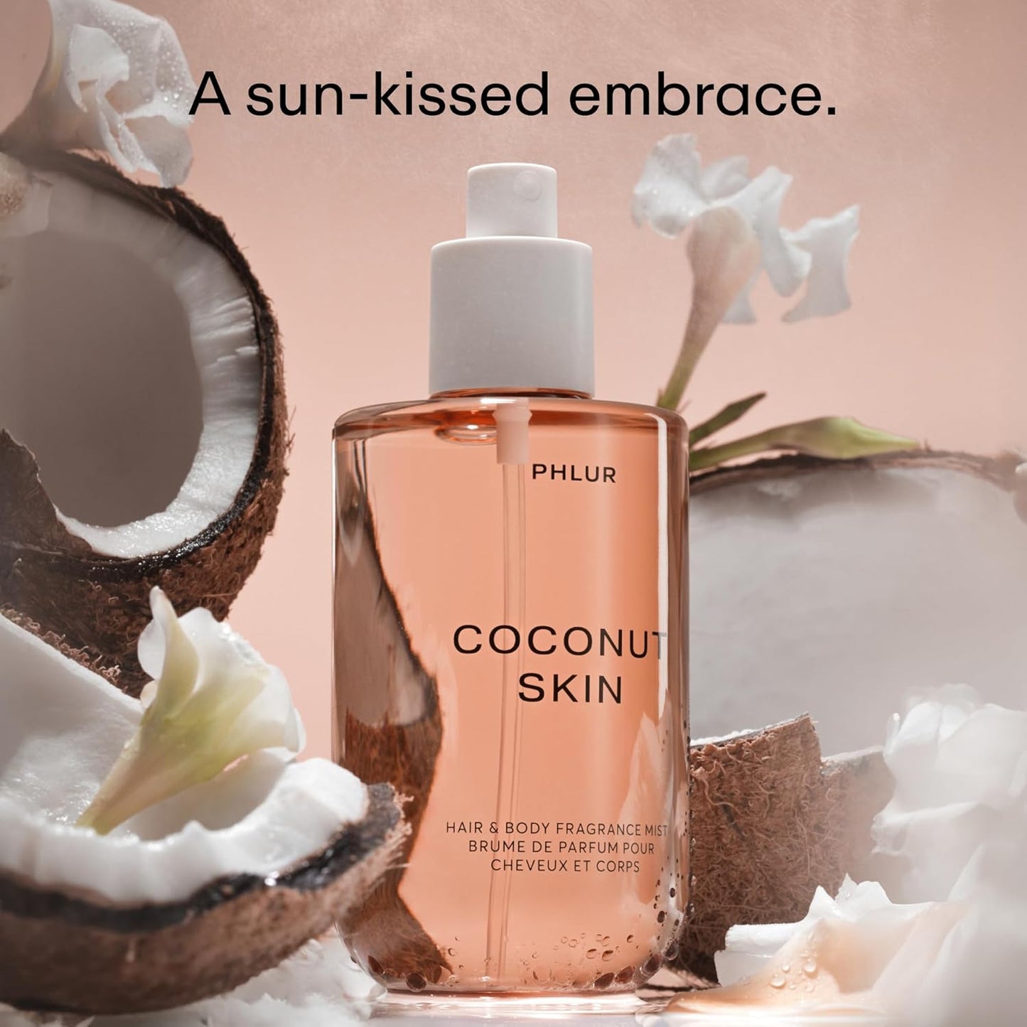 PHLUR Coconut Skin Body Mist - Hair & Body Fragrance Mist - Coconut Body Spray with Caramel, White Florals, Sandalwood & Amber (8 Fl Oz)
