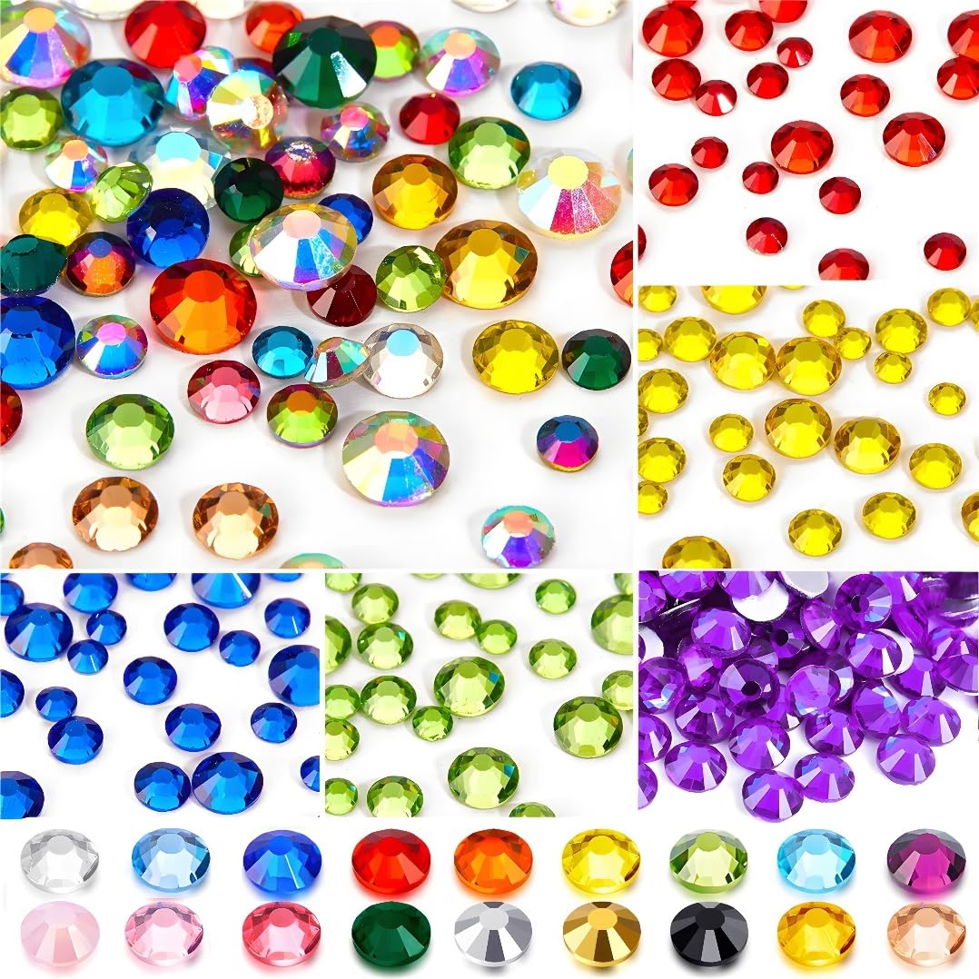 Flatback Rhinestones Round Gems for Nails Art and Crafts 2000Pcs SS16 4mm Glitter Crystals Stone DIY Bags Clothes Shoes (Light Blue)