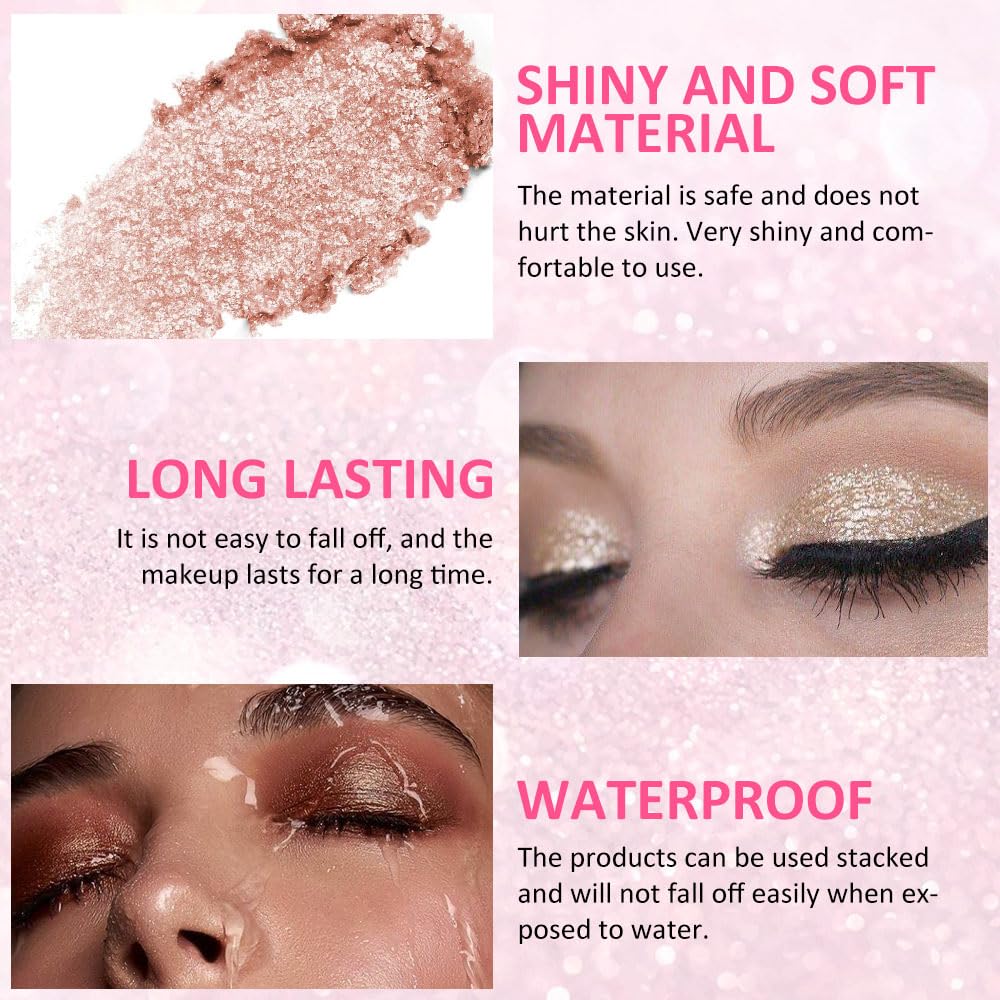 4 Colors Highlight Pink-Purple Eyeshadow Palette, SHANY Cosmetics Shimmer Eyeshadow Palette, Cruelty-Free and Vegan Formula, Glitter Shimmer Eyeshadow for Professional Makeup