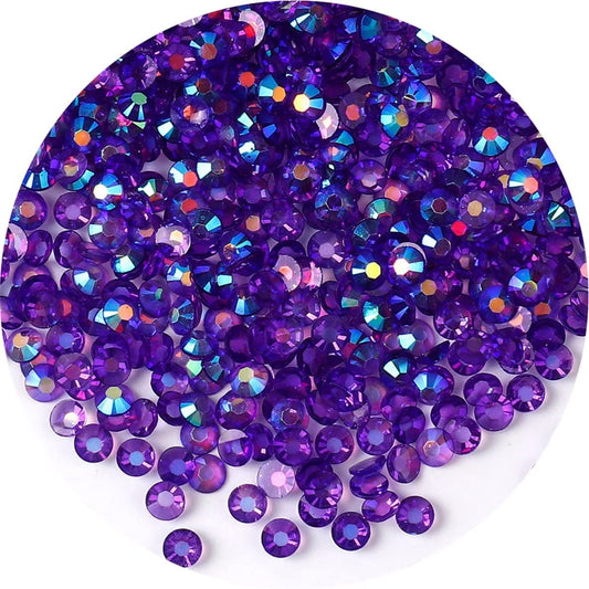 1440 Pcs SS20 5mm AB Flatback Rhinestones for Nails Art Crafts Transparent Glitter Round Gems Crystals DIY Clothes Shoes(Clear Dark Purple AB)