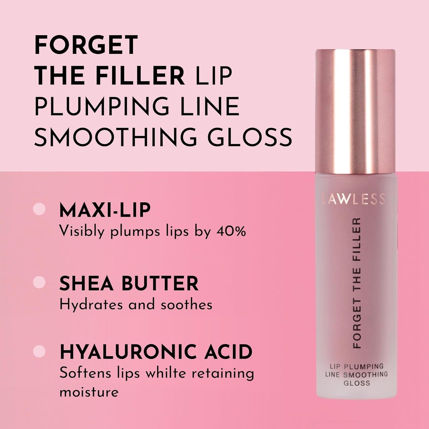 Lawless Women's Forget The Filler Lip Plumper Line Gloss, Velvet, Pink, 0.11 Fl Oz (Pack of 1)
