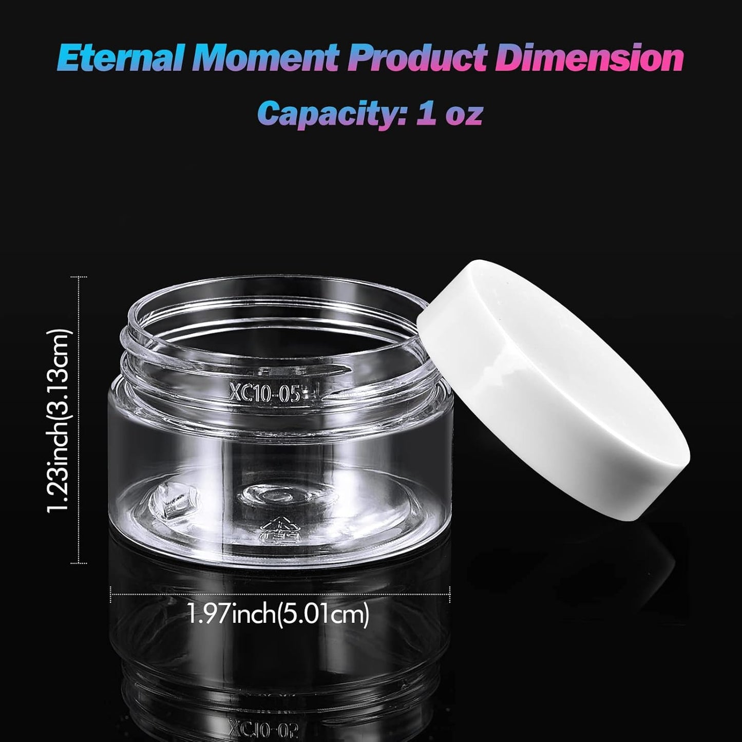 Eternal Moment 36 Pack 1 OZ Plastic Jars Round Clear Cosmetic Container Jars with White Lids, Perfect for Lotion, Slime，Cream, Ointments, Makeup, Eye Shadow, Samples, Pot, Travel Storage