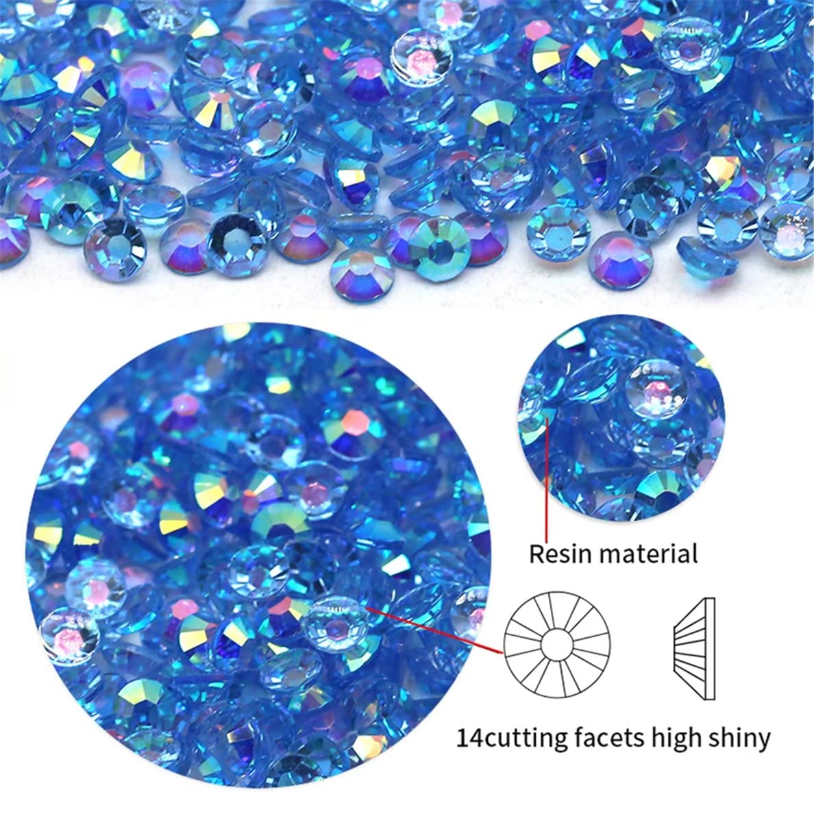 4500 Pcs SS6 2mm AB Flatback Rhinestones for Nails Art Crafts Transparent Glitter Round Gems Crystals DIY Clothes Shoes(Clear Green AB)
