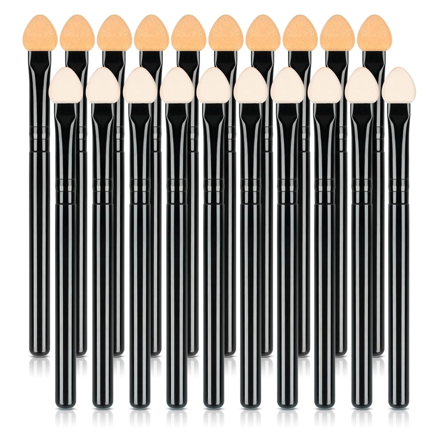 Foam Eyeshadow Applicators Double Sided Sponge Tip Reusable，20Pcs Professional Organic Long Handle Washable Makeup Eye Shadow Brush Set