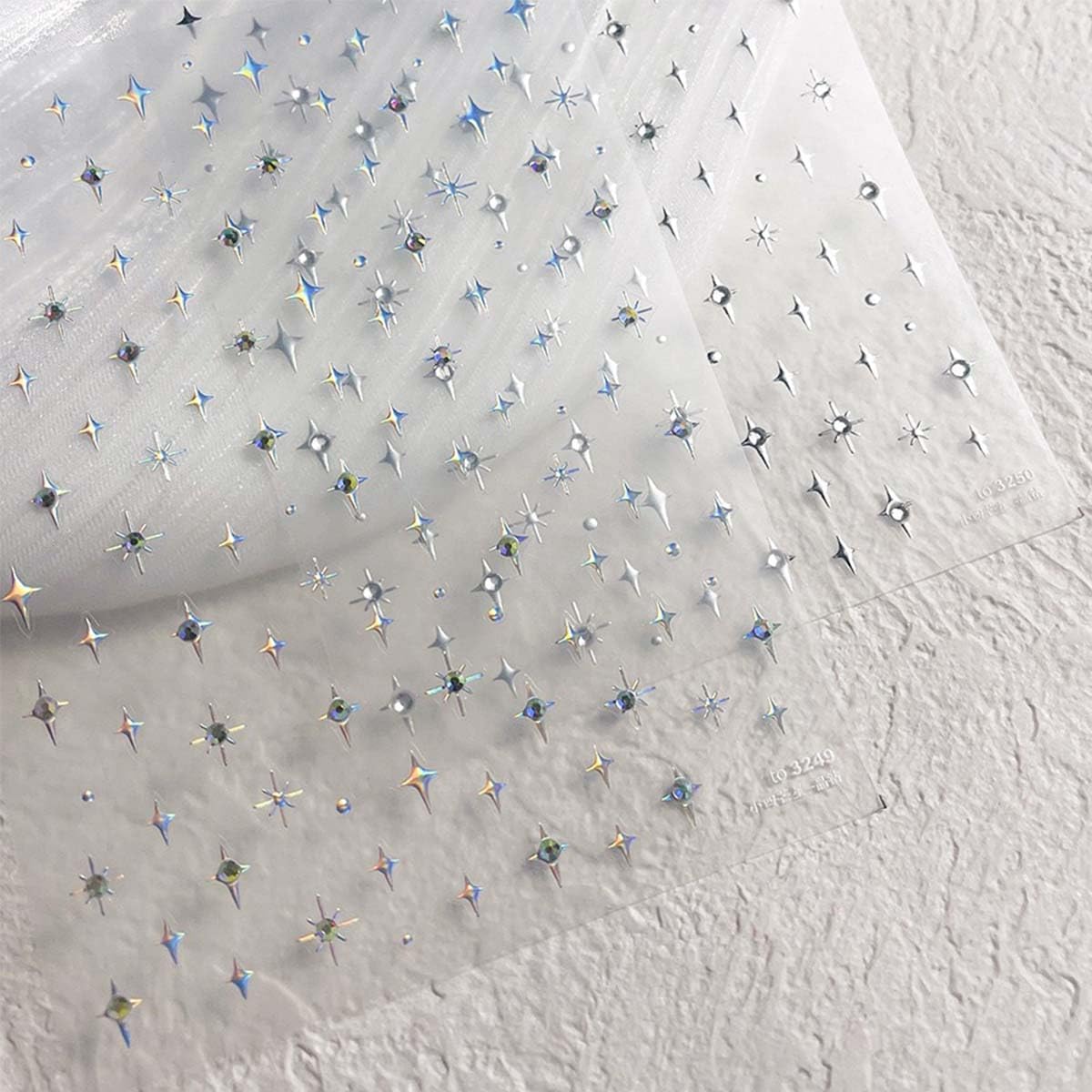 1Sheet Star Nail Stickers 5D Embossed Star Nails Decals for Nail Art Self Adhesive Aurora Stars Stickers with Glitter Shiny Nails Design Stars Nails Supplies for Women DIY Manicure