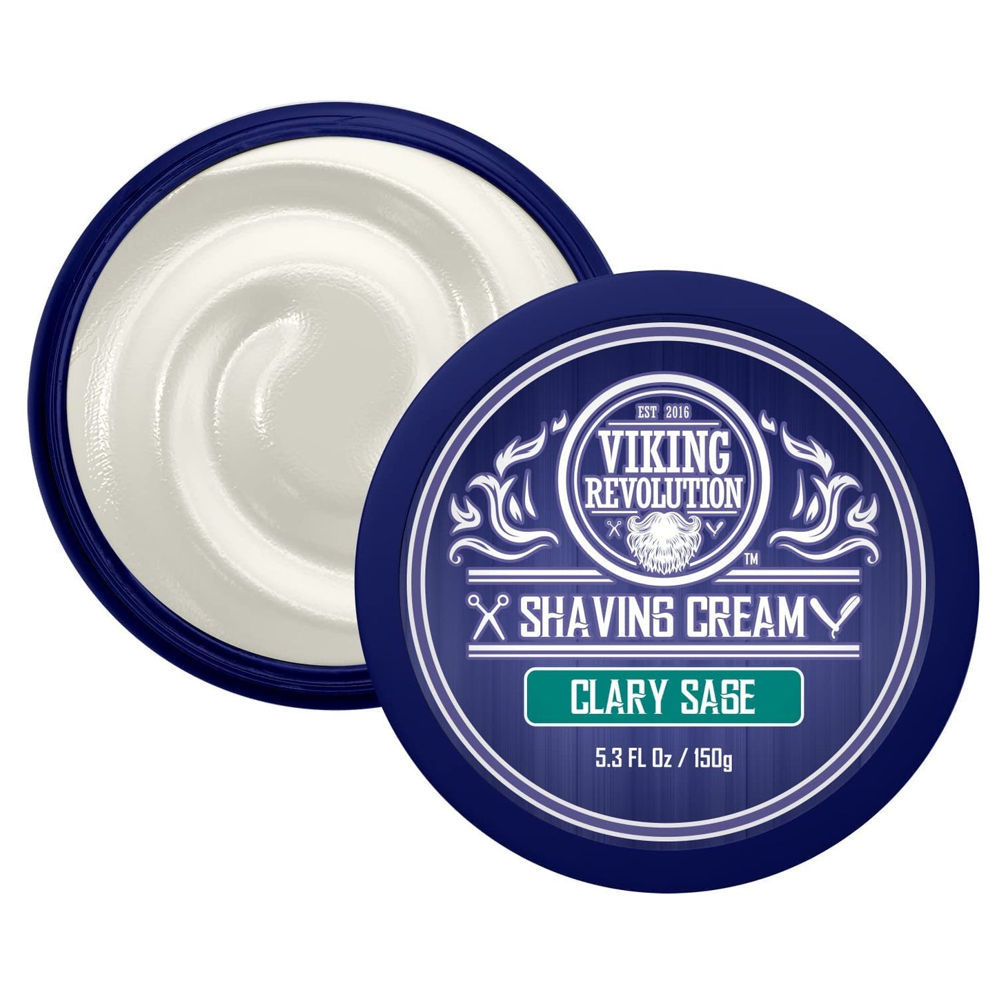Viking Revolution Luxury Shaving Cream Clary Sage Scent - Soft, Smooth & Silky Shaving Soap - Rich Lather for the Smoothest Shave - 5.3 Fl Oz (Pack of 1)