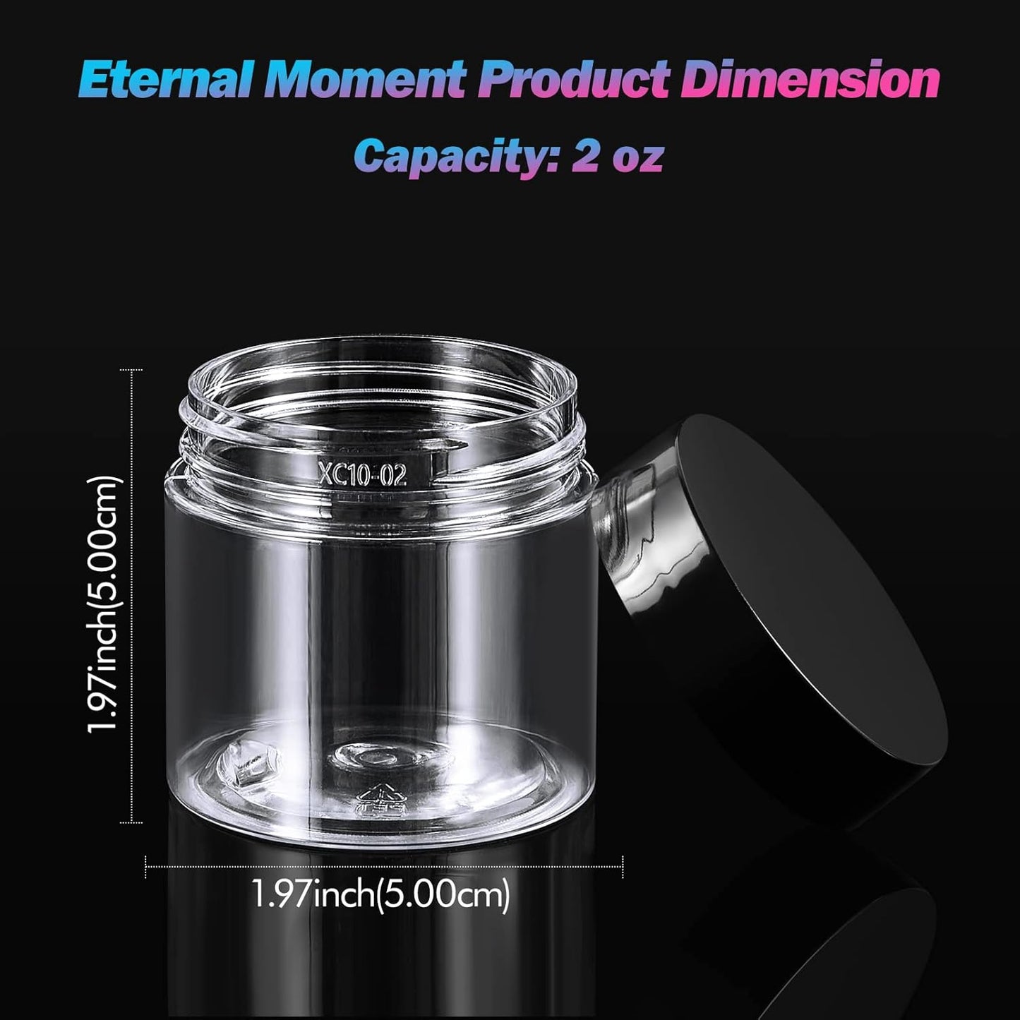 Eternal Moment 36 Pack 2 OZ Plastic Jars Round Clear Cosmetic Container Jars with Lids, Perfect for Lotion, Cream, Ointments, Makeup, Eye Shadow, Rhinestone, Samples, Pot, Travel Storage