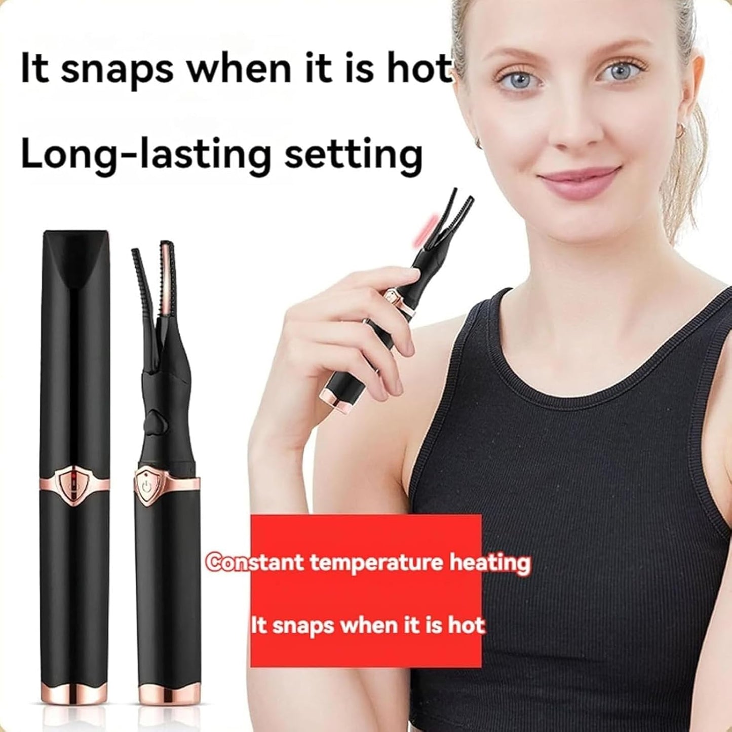 Electric Eyelash Curlers, 2025 New Heated Eyelash Curler, Eyelash Curler for Women, with 8s Fast Heating, 3 Adjustable Temperatures, USB Rechargeable for Long-Lasting Curls (White)