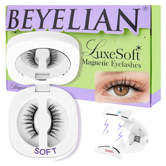 BEYELIAN Magnetic Eyelashes with Applicator Kit, Reusable Natural Look False Lashes, No Glue Needed Soft Magnetic Lashes for Eye MAC-101 (Lightweight & Comfortable)