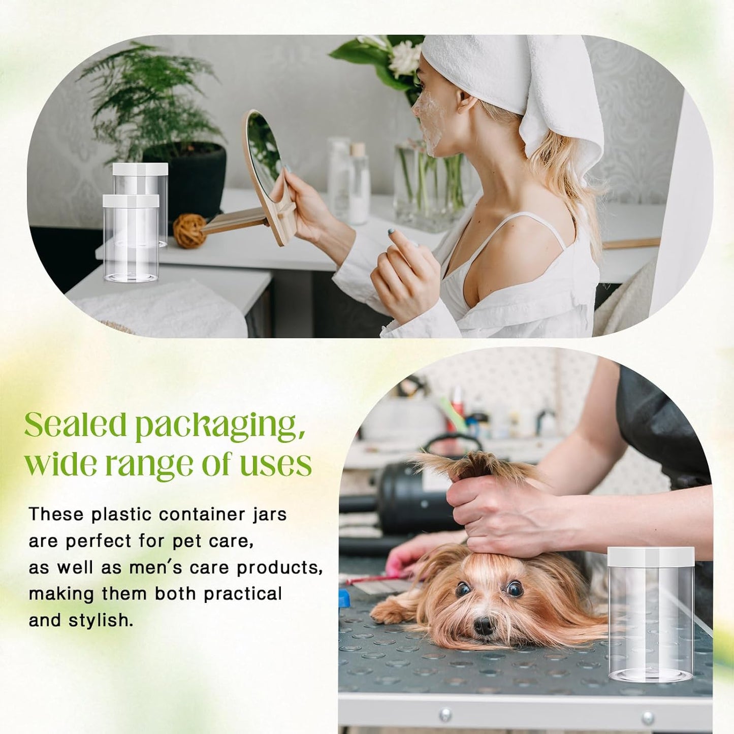 Patelai 4 Pieces Round Wide-mouth Leak Proof Plastic Container Jars with Lids for Travel Storage Makeup Beauty Products Face Creams Oils Salves Ointments DIY Making(27 Ounce,Clear)