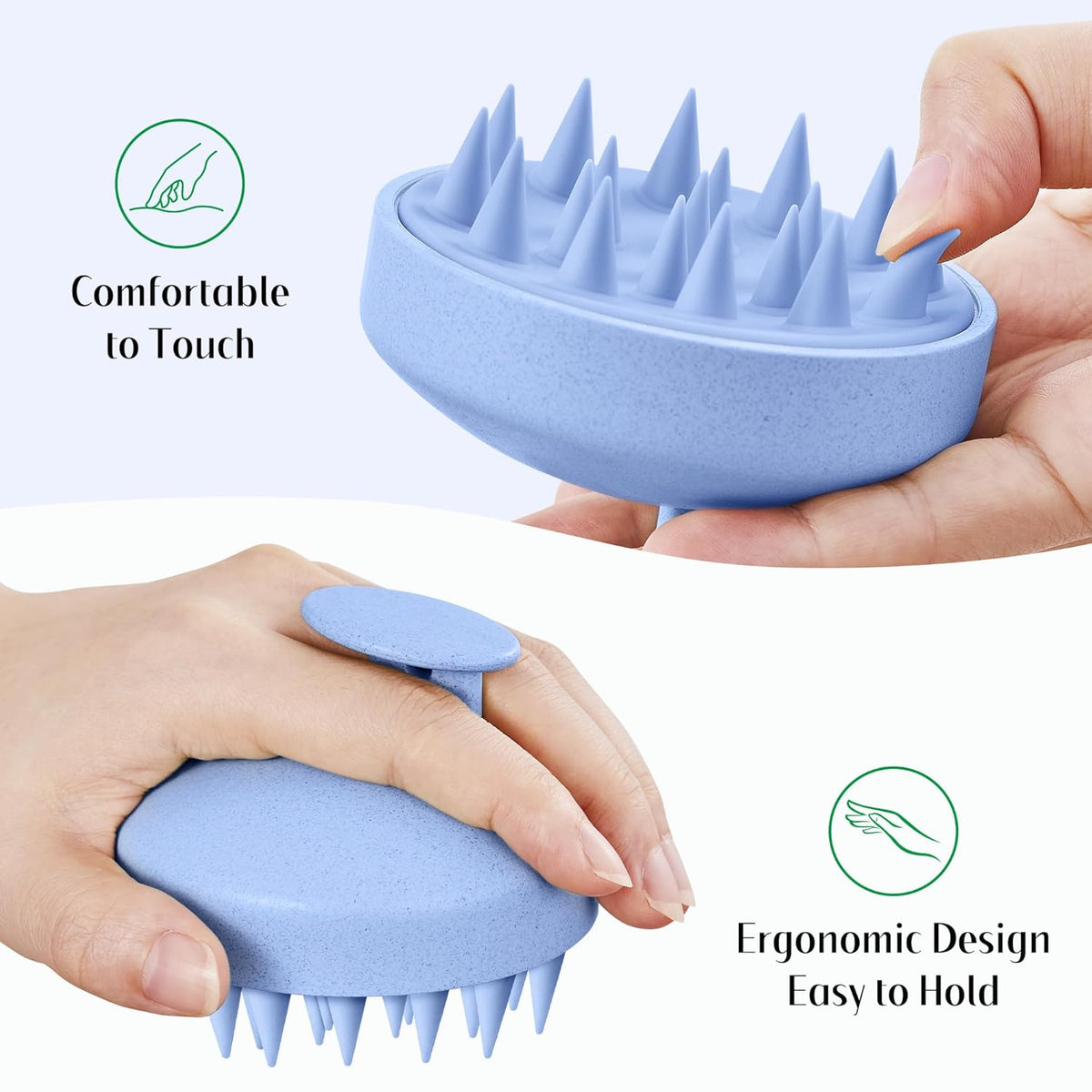 HEETA Scalp Scrubber Shampoo Brush, Scalp Massager Tool for Hair Growth, Soft Silicone Bristles for Dandruff Removal Wet Dry Use Women Men Kids Pet, Fit All Hair Types Care, Blue