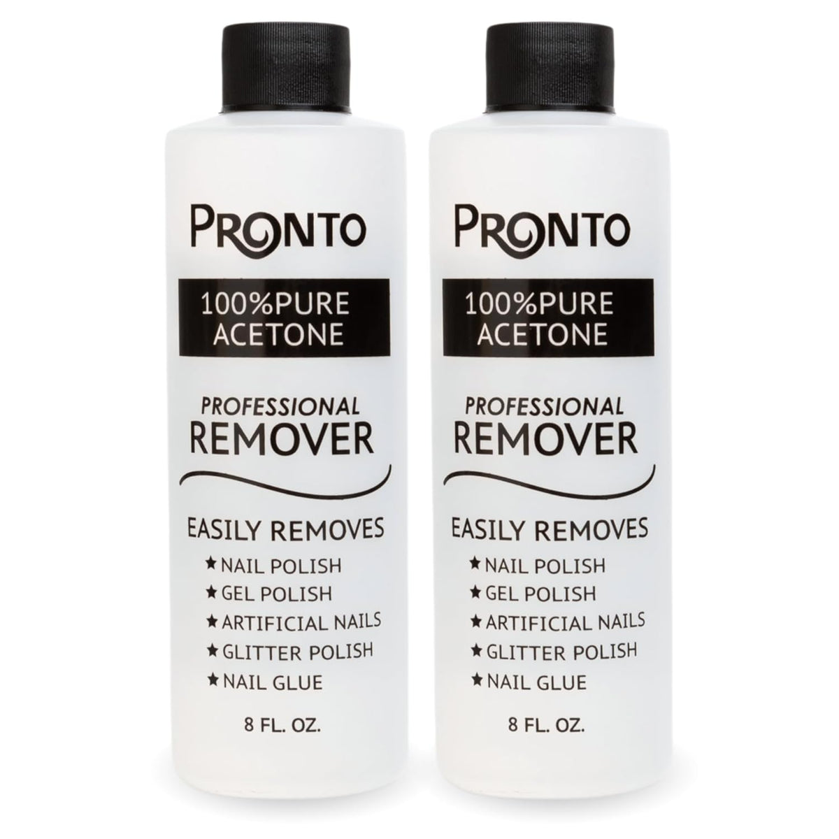 Pronto 100% Acetone Gel Nail Polish Remover - Polish Remover for Nails | Acetone Nail Polish Remover & Acrylic Nail Remover for Removal of Glue & Dip | Acrylic Nail Remover, 8 Fl oz 2 pack