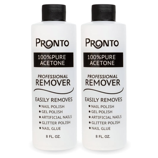 Pronto 100% Acetone Gel Nail Polish Remover - Polish Remover for Nails | Acetone Nail Polish Remover & Acrylic Nail Remover for Removal of Glue & Dip | Acrylic Nail Remover, 8 Fl oz 2 pack