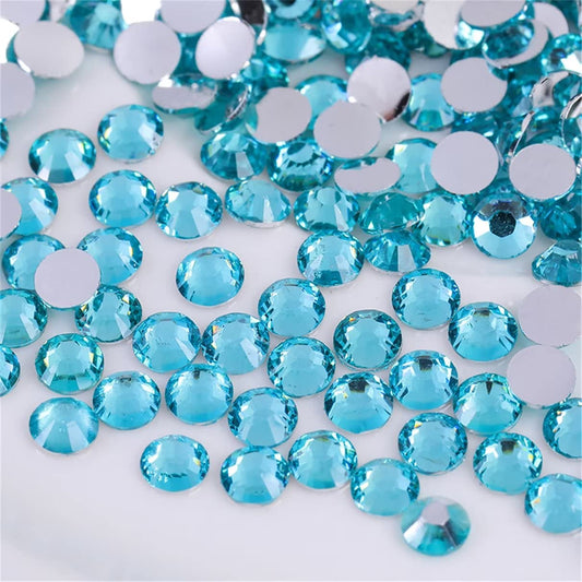 500 Pieces SS30 6mm Flatback Rhinestones Clear Glass Round Gems Crystals for Nail Art DIY Crafts Clothes Shoes Bags （Crystal Blue）