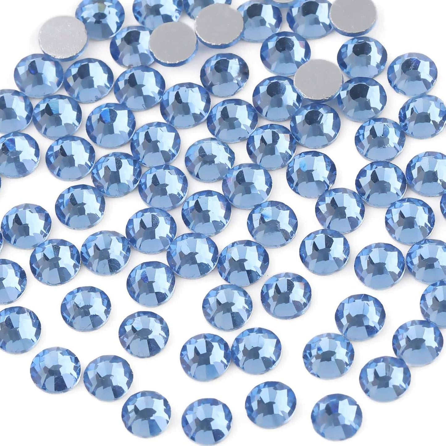 beadsland Flat Back Crystal Rhinestones Round Gems for Nail Art and Craft Glue Fix,Light Blue (1.9-2.0mm) SS6/1440pcs