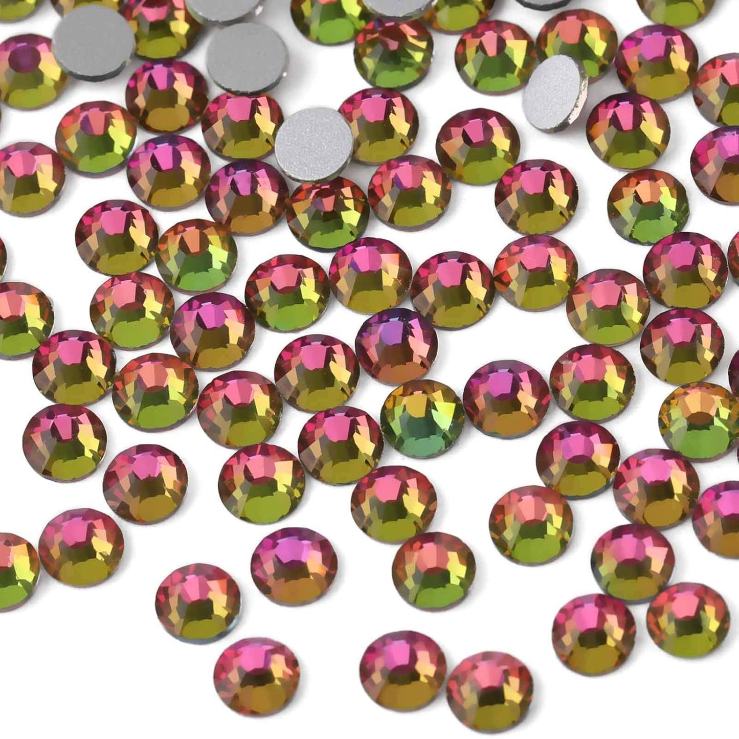 beadsland Flat Back Crystal Rhinestones Round Gems, Rainbow (6.4-6.6mm) SS30/288pcs