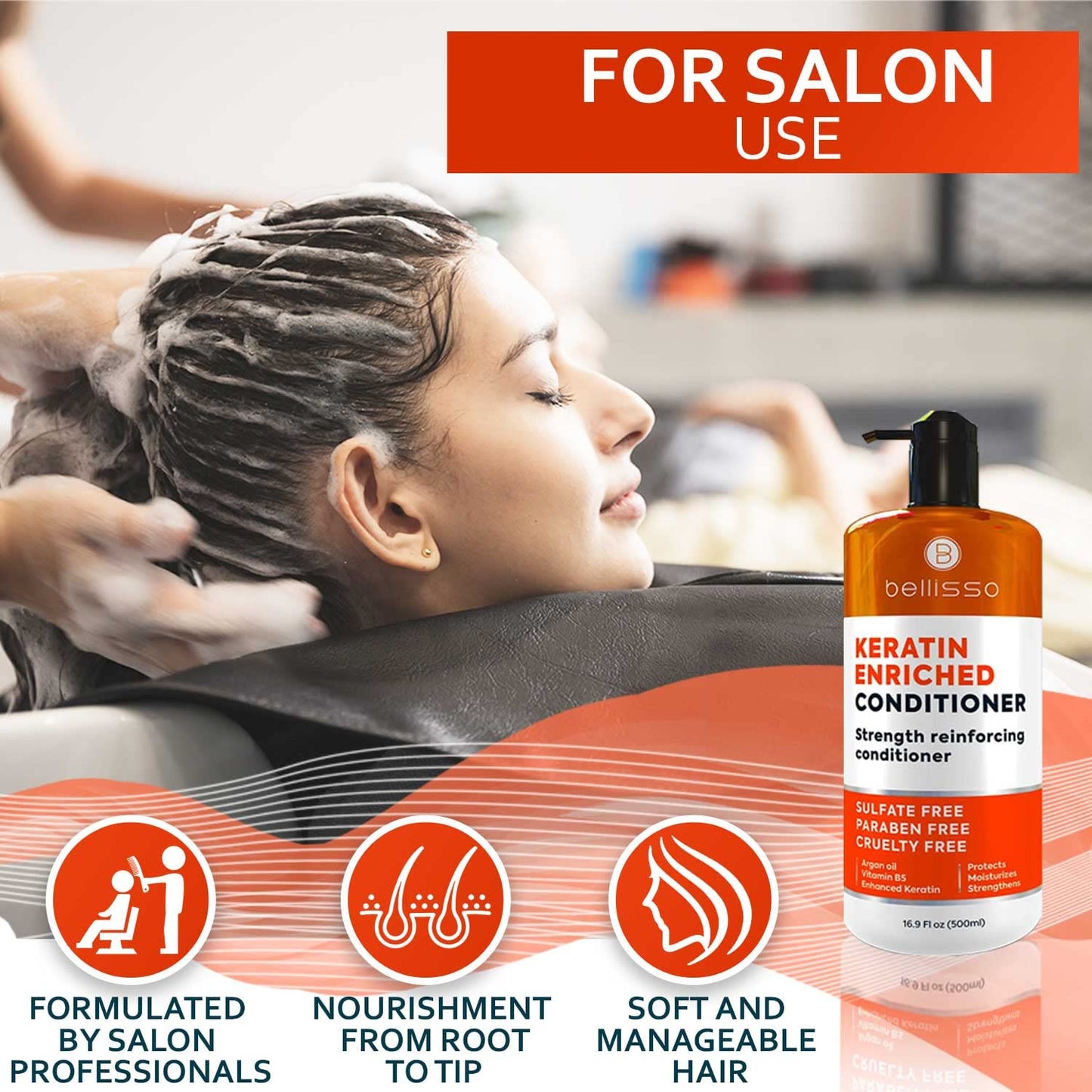 Keratin Conditioner – Sulfate and Paraben Free Deep Treatment for Dry, Damaged Hair - Salon Formula - For Curly, Color Treated, Straight and Frizzy Hair – for Women and Men to Repair Split Ends