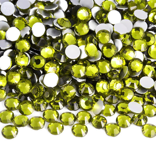 Flatback Rhinestones Round Gems for Nails Art and Crafts 620Pcs SS30 6mm Glitter Crystals Stone DIY Bags Clothes Shoes (Olive Green)