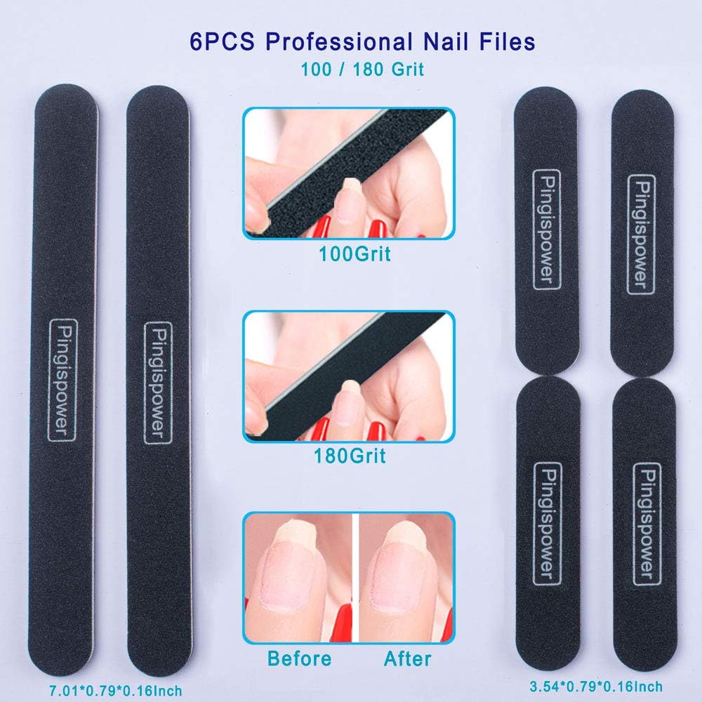 Nail Files and Buffers, 20PCS Professional Emery Board Nail File for Natural & Acrylic Nails, Reusable & Washable 100/180 & 600/3000 Grit Nail Buffer Block for Women Home and Salon