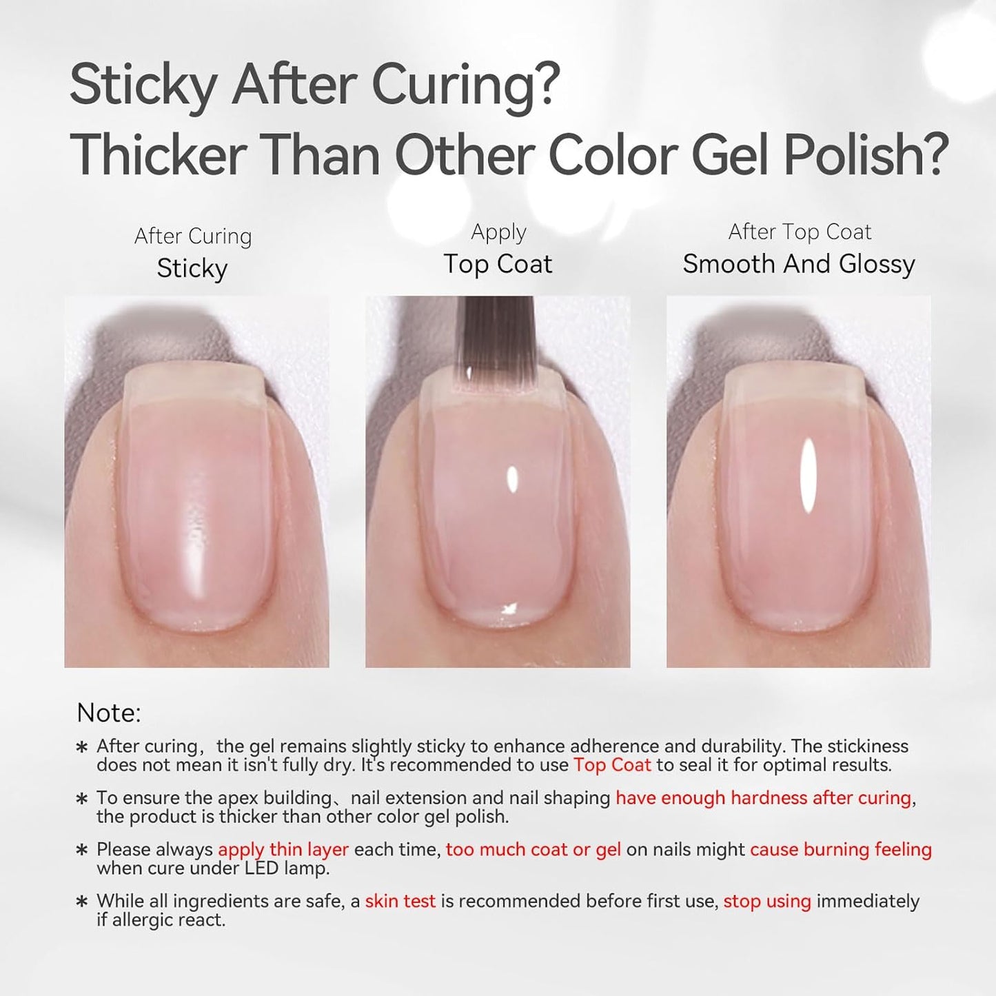 BORN PRETTY Builder Gel for Nails, 8-in-1 Milky White Clear Builder Nail Gel for Nail Apex and Gel Extension Strengthener, Nail GLue Gel Hard Gel Base Rhinestone Nail Glue Gel in a Bottle 15ml