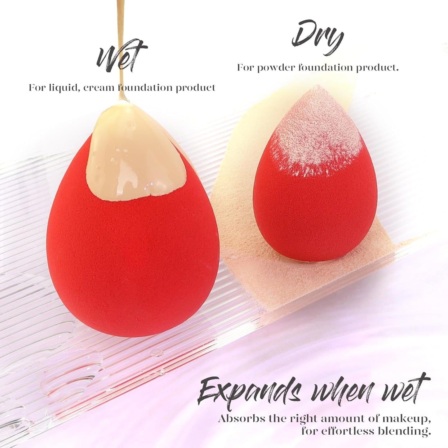 BEAKEY Makeup Sponge 5 Pcs Set, Latex-Free and Soft Boun Boun Beauty Sponge for Blending, Makeup Sponges for Foundation, Liquid, Cream and Powder. Blender for Enhanced Make Up Application