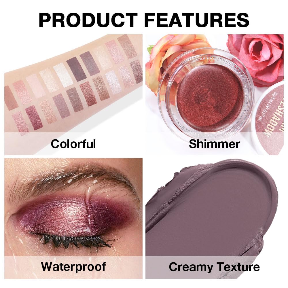 Kaely Single Cream Eyeshadow Pot, Chocolate Matte Eye Shadow for Older Women High Pigmented Waterproof, Natural Eyeshadow Palette Makeup Brightener, sombras en crema para ojos, Blendable, 720